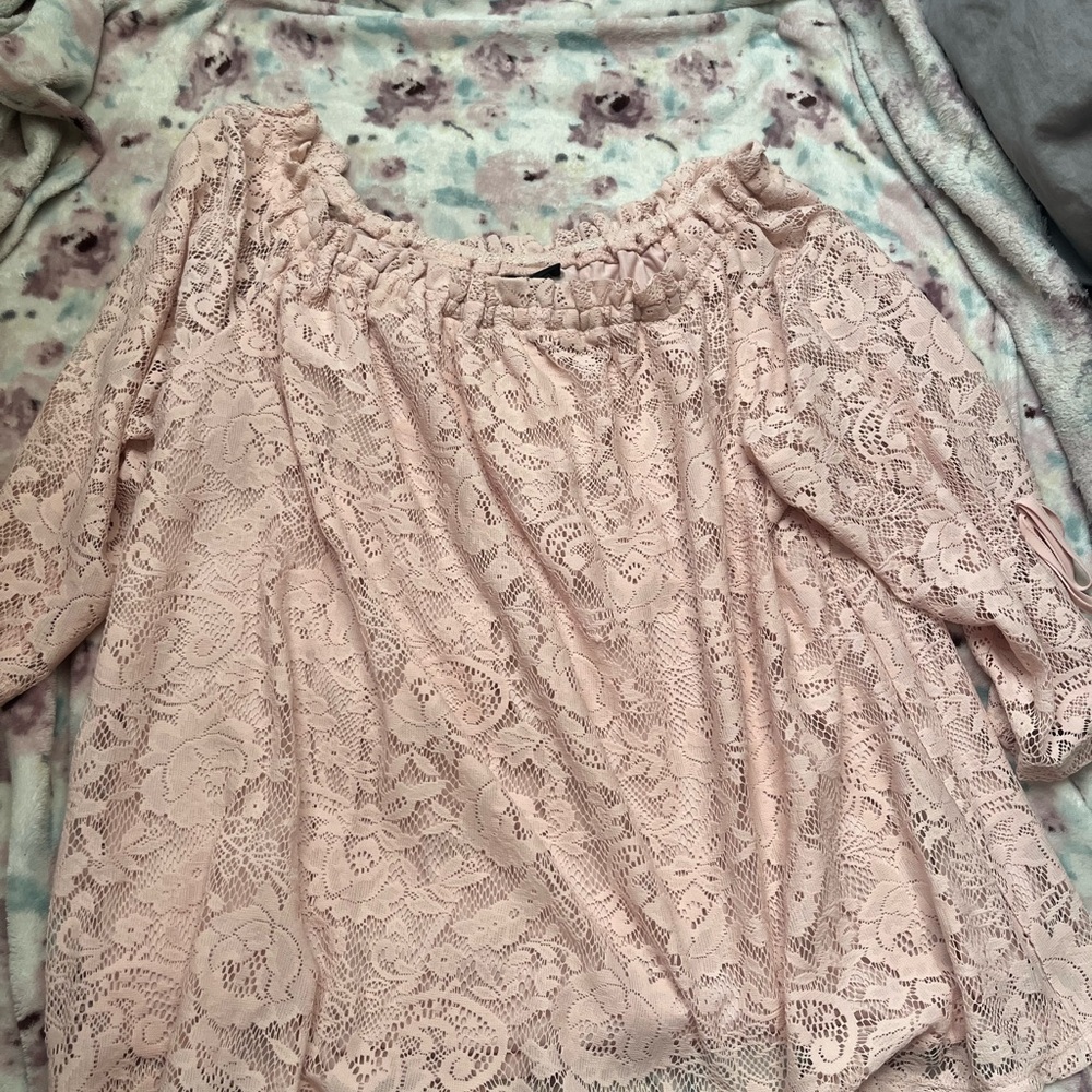 NWT blush pink off the shoulder top. Size 1X